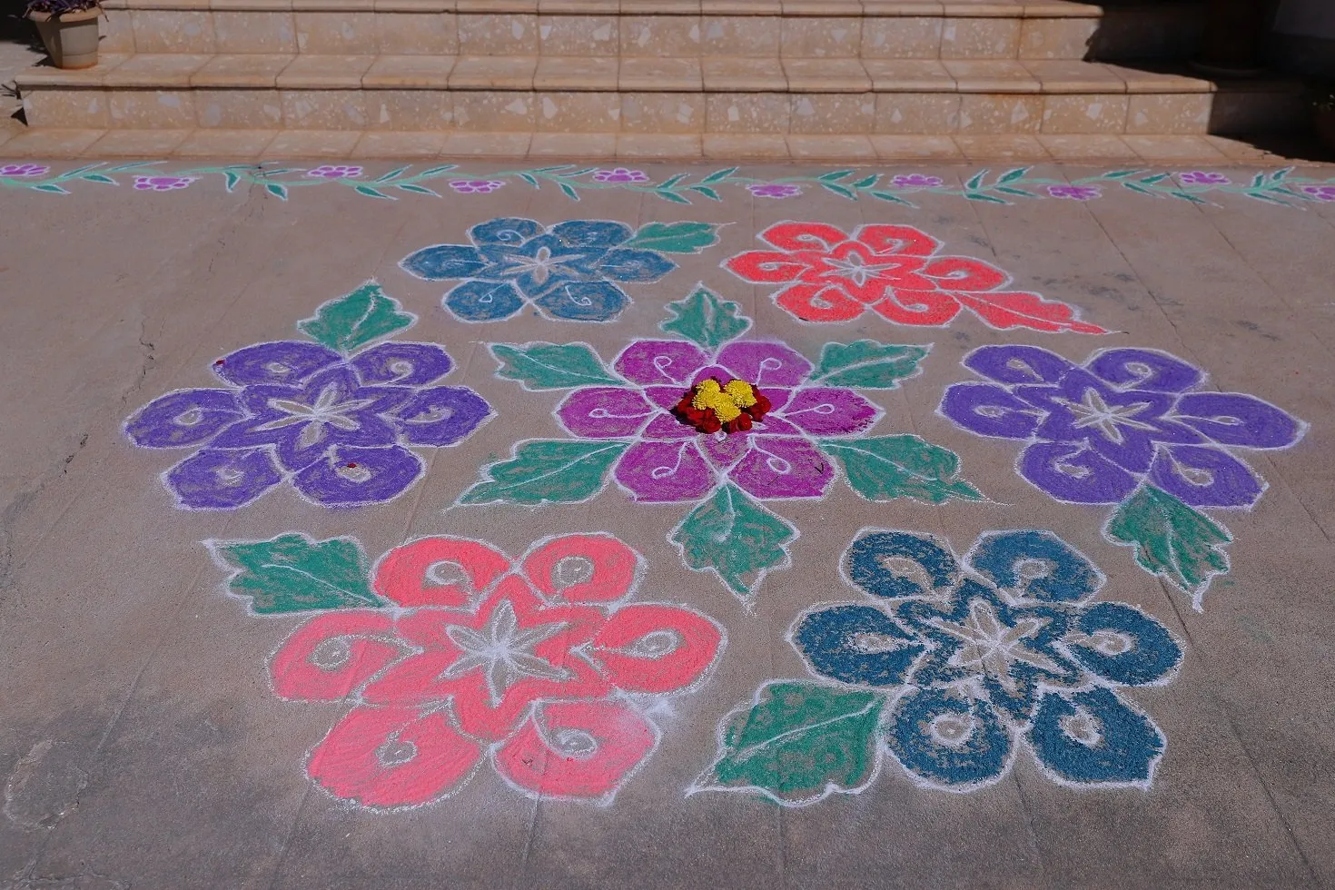 Rangoli made by students for annual day