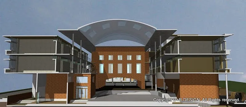 Early 3D study of the atrium